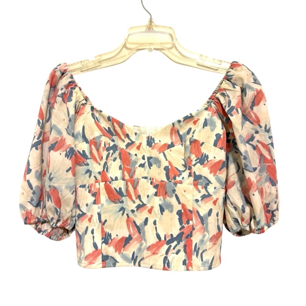 2/$30 Abercrombie & Fitch Smocked Back Puff Sleeve Crop Top Size Small